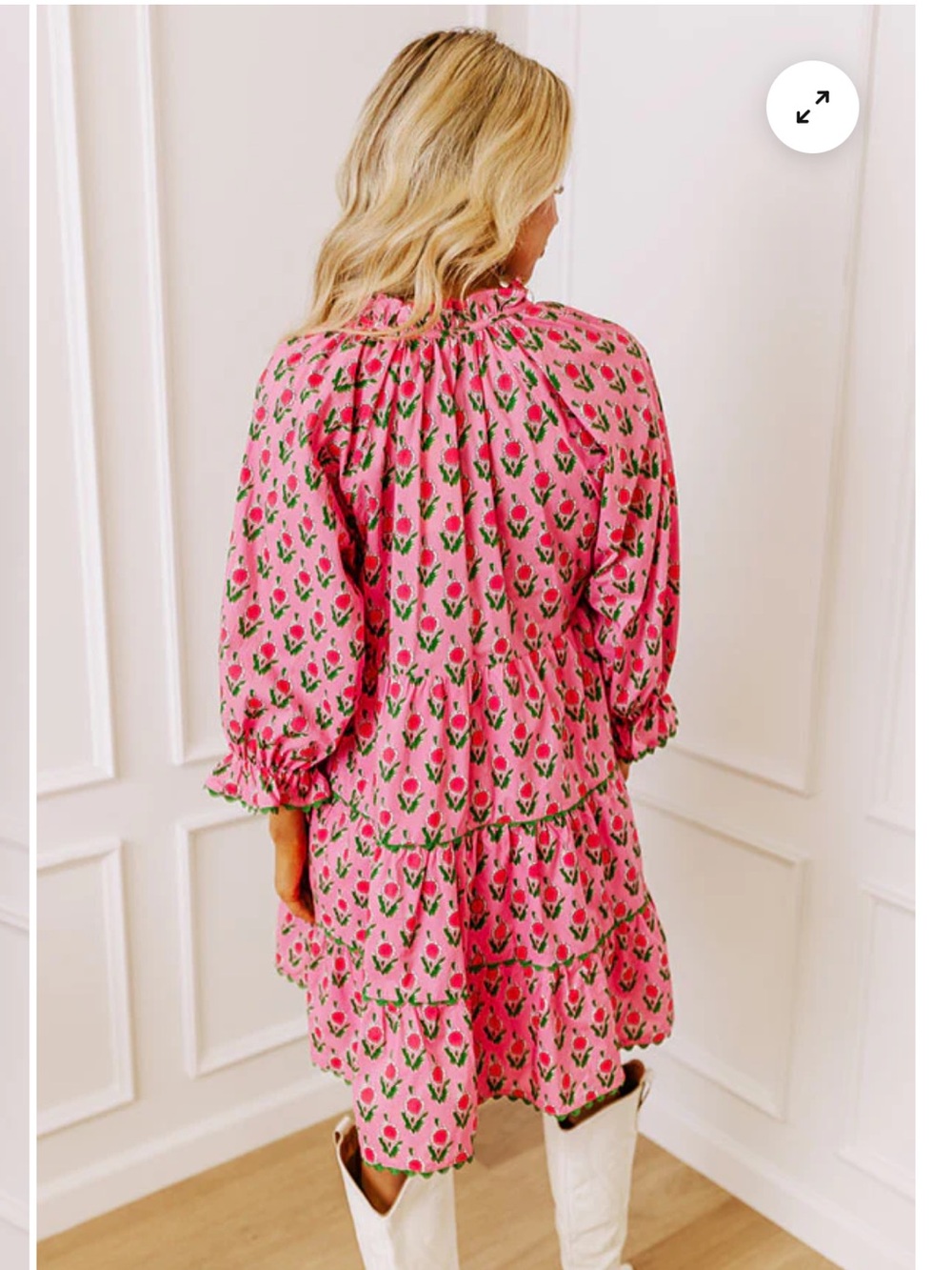 Entro Pink & Green Floral Cotton Mini Dress Sz M - Picture 14 of 14